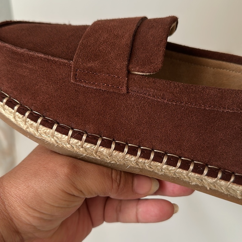 Zara Leather Moccasin Espadrilles  Chestnut Men’s Shoes - Picture 13 of 17